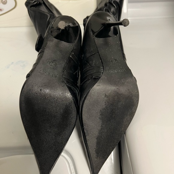 Black Leather Boots with skinny Metal Heel Size 37 - Picture 9 of 10